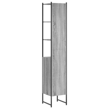 Dulap de baie, gri sonoma, 33x33x185,5 cm, lemn prelucrat - Img 7