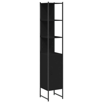 Dulap de baie, negru, 33x33x185,5 cm, lemn prelucrat - Img 2