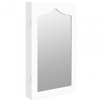Dulap de bijuterii cu oglindă de perete, alb, 37,5x10x67 cm - Img 2