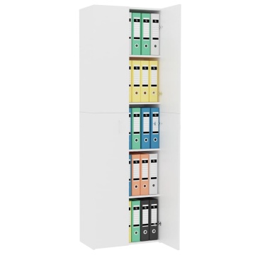 Dulap de birou, alb, 60x32x190 cm, lemn prelucrat - Img 4