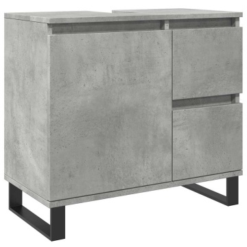 Dulap de chiuvetă baie, gri beton, 65x33x60 cm, lemn prelucrat - Img 2