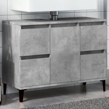 Dulap de chiuvetă, gri beton, 80x33x60 cm, lemn prelucrat - Img 1
