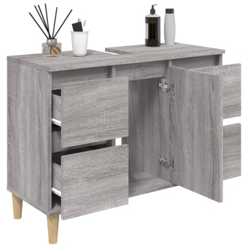 Dulap de chiuvetă, gri sonoma, 80x33x60 cm, lemn prelucrat - Img 4