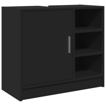 Dulap de chiuvetă, negru, 63x29x55 cm, lemn prelucrat - Img 2