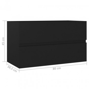 Dulap de chiuvetă, negru, 80 x 38,5 x 45 cm, PAL - Img 6