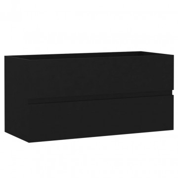 Dulap de chiuvetă, negru, 90x38,5x45 cm, PAL - Img 2