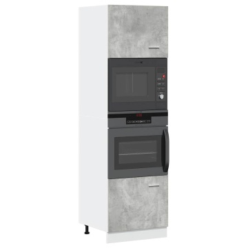 Dulap de cuptor cu microunde, gri beton, 60 x 57 x 207 cm, PAL - Img 1