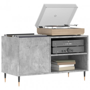 Dulap de discuri, gri beton, 85x38x48 cm, lemn prelucrat - Img 3