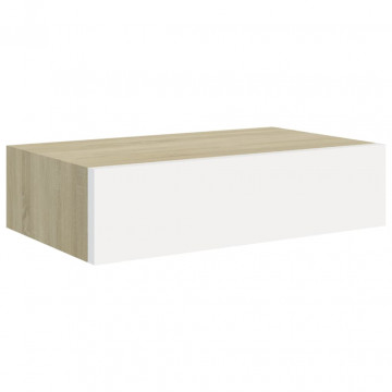 Dulap de perete cu sertar, alb și stejar, 40x23,5x10 cm, MDF - Img 2