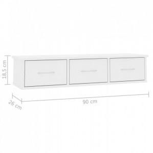 Dulap de perete cu sertare, alb extralucios, 88x26x18,5 cm, PAL - Img 7