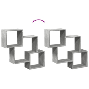 Dulap de perete, gri beton, 78x18x71 cm, lemn prelucrat - Img 7