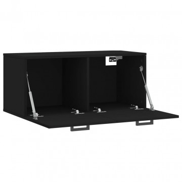 Dulap de perete, negru, 80x36,5x35 cm, lemn compozit - Img 5