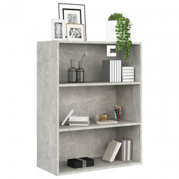 Dulap de perete suspendat, gri beton, 69,5x32,5x90 cm - Img 4