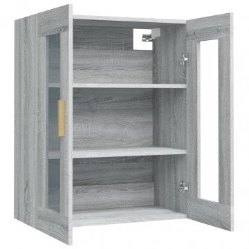 Dulap de perete suspendat, gri sonoma, 69,5x34x90 cm - Img 8