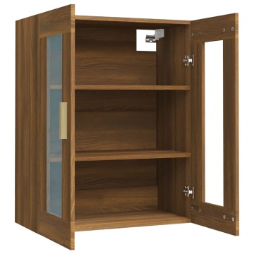 Dulap de perete suspendat, stejar maro, 69,5x34x90 cm - Img 8