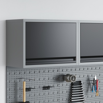 Dulap de Unelte Pe Perete cu Ușă cu Sistem de Ridicare pe Gaz Negru 50x25x35 cm - Img 1