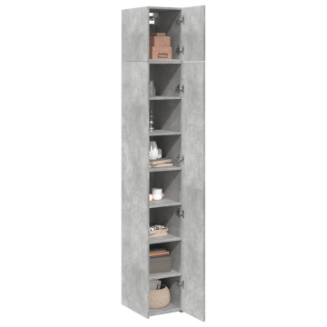 Dulap depozitare slim gri beton 30x42,5x225 cm lemn prelucrat - Img 3