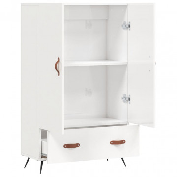 Dulap înalt, alb extralucios, 69,5x31x115 cm, lemn prelucrat - Img 8