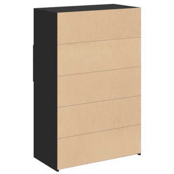 Dulap înalt, negru, 80x42,5x124 cm, lemn prelucrat - Img 5