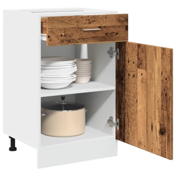 Dulap inferior cu sertar “Lyon” lemn vechi 50x46x81,5cm - Img 1
