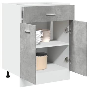 Dulap inferior cu sertar, gri beton, 60 x 46 x 81,5 cm, PAL - Img 1