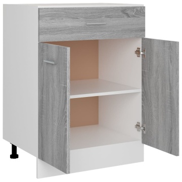 Dulap inferior cu sertar gri sonoma 60x46x81,5cm lemn prelucrat - Img 6