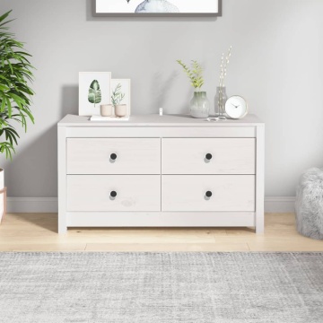 Dulap lateral, alb, 100x40x54 cm, lemn masiv de pin - Img 1