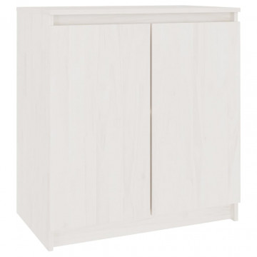 Dulap lateral, alb, 60x36x65 cm, lemn masiv de pin - Img 2