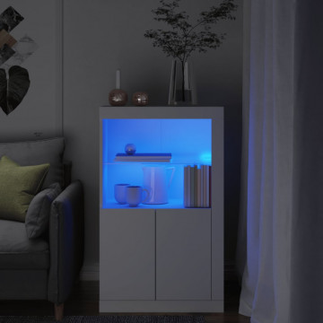 Dulap lateral cu lumini LED, alb, lemn prelucrat - Img 1