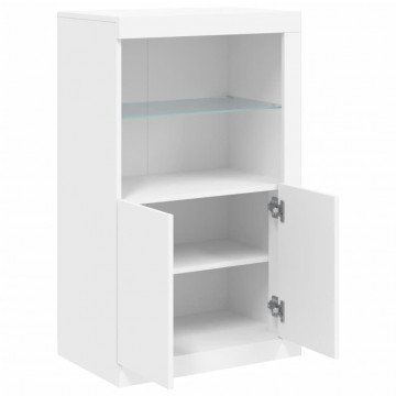 Dulap lateral cu lumini LED, alb, lemn prelucrat - Img 5