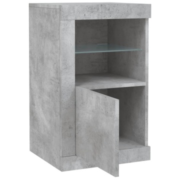 Dulap lateral cu lumini LED, gri beton, lemn prelucrat - Img 5