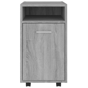 Dulap lateral cu roți gri sonoma 33x38x60 cm lemn prelucrat - Img 3