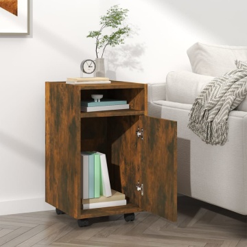 Dulap lateral cu roți stejar afumat 33x38x60 cm lemn prelucrat - Img 5