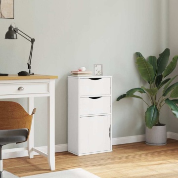 Dulap lateral cu sertare ODDA alb 40x24x79 cm lemn masiv de pin - Img 4