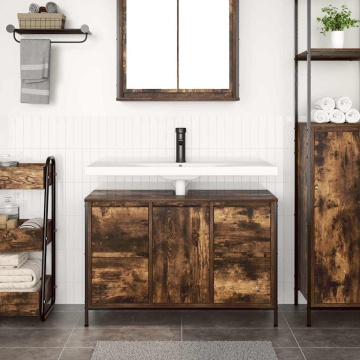 Dulap lavoar cu sertare stejar afumat 90x34,5x60 cm - Img 3
