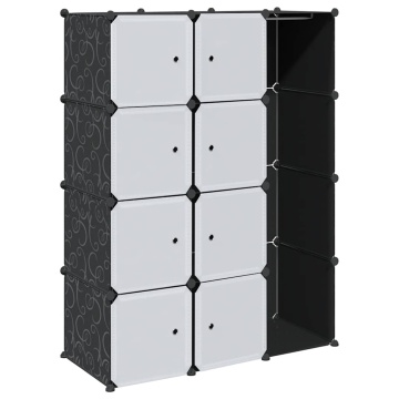 Dulap modular cu 9 compartimente, 109x36,5x143 cm, negru și alb - Img 2