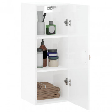 Dulap montat pe perete, alb extralucios, 34,5x34x90 cm - Img 8
