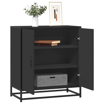 Dulap, negru, 68x35x76 cm, lemn prelucrat și metal - Img 1