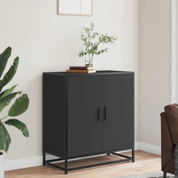 Dulap, negru, 68x35x76 cm, lemn prelucrat și metal - Img 3