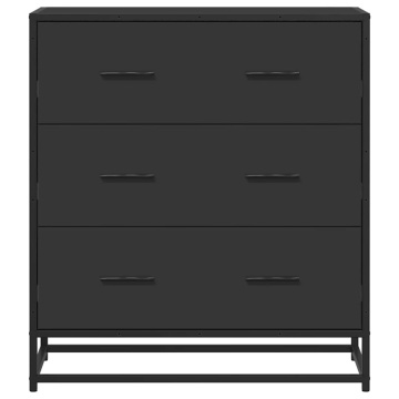Dulap, negru, 68x35x76 cm, lemn prelucrat și metal - Img 4