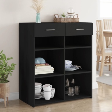Dulap, negru, 80x42,5x93 cm, lemn prelucrat - Img 1