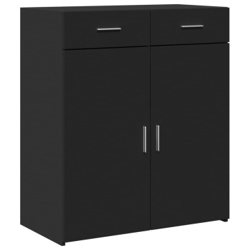 Dulap, negru, 80x42,5x93 cm, lemn prelucrat - Img 2