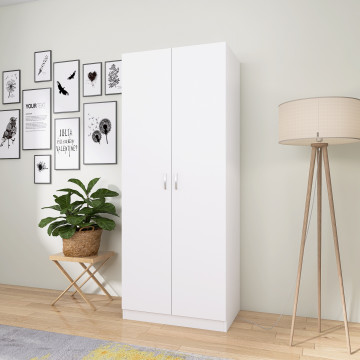 Dulap NIRO cu Bara Haine 200x80x50 cm, Culoare Alb, Material PAL 18mm - Img 4