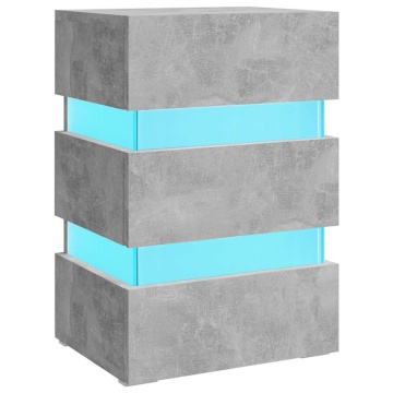 Dulap noptieră, cu LED, gri beton, 45x35x67 cm, lemn prelucrat - Img 2