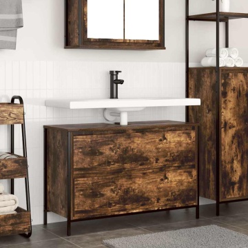 Dulap pentru baie cu sertare stejar afumat 90x34,5x60 cm - Img 1