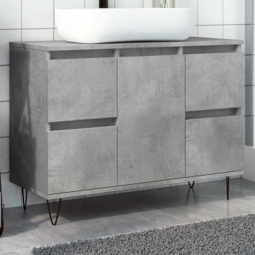 Dulap pentru baie, gri beton, 80x33x60 cm, lemn compozit - Img 1