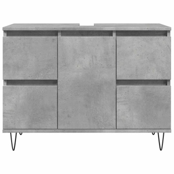 Dulap pentru baie, gri beton, 80x33x60 cm, lemn compozit - Img 4