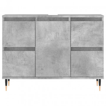 Dulap pentru baie, gri beton, 80x33x60 cm, lemn compozit - Img 8