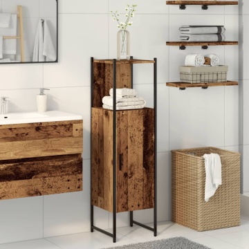 Dulap pentru baie, lemn vechi, 33x33x120,5 cm, lemn prelucrat - Img 1