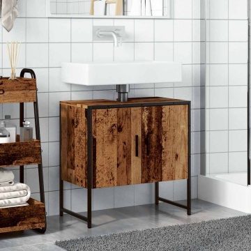 Dulap pentru chiuvetă baie lemn vechi 60x33x60cm lemn prelucrat - Img 3